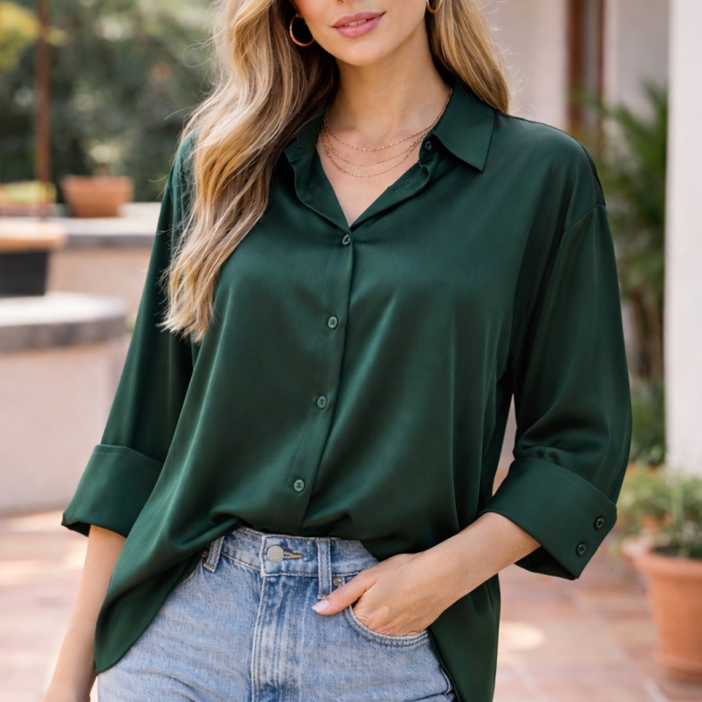 bishop + young Forest Green Blouse